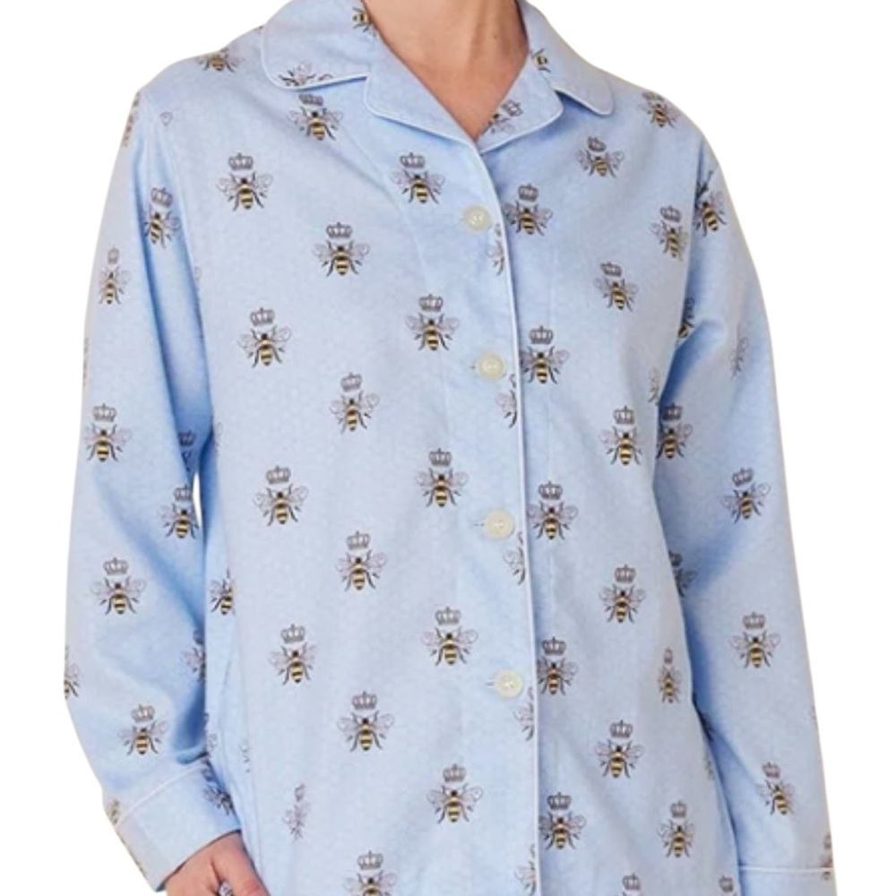 The Cat’s Pajamas Luxury Flannel Queen Bee Collection Top XL Blue
